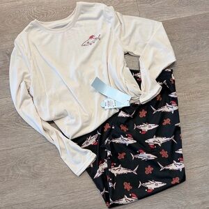 Cat & Jack Shark Gingerbread Print  Christmas Pajama Set - XXL 16/18